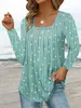 Dames t-shirt plus size lente zomer dames mode polka dot geprinte geplooide vierkante nek lange mouw t-shirt pullover gebreide topsl2403