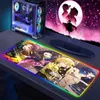 Muisblokken Pols Rests Anime Mouse Pad Kimetsu No Yaiba Mat Desk RGB Tapijt Gaming Matten LED Gamer Toetsenbord Bijlage Kast Demon Slayer PC Accessoires