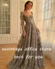 Robes de fête Sevintage Elegant 3D Flowers Broidery Lace Perles Crystal Prom A-Line Long Manches Robes de soirée Robe de soirée