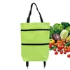 Storage Bags Folding Shopping Pull Cart Bag With Wheels Collapsible Two Stage Zipper Grocery Portable Food Organizer