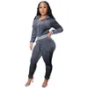 Damen zweisteuelhafte Hosen 10 Großhandel Goldener Samt -Tracksuits Frauen Herbst Winter -Schweißanlagen Langarm -Kapuze -Jacke 2 Sets Outfits 010