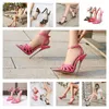 Tasarımcı Topuk Ayakkabı Kadın Tasarımcı Lüks Yüksek Topuklu Kadın Ayakkabı Slingback Stiletto Yuvarlak Saçlı Ayak parmakları Pompalar Elbise Ayakkabı