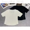 女性用Tシャツデザイナー2024ニット夏の新しい高品質の小さなフレグランスレターUネックショートスリーブプルオーバールーズ汎用性の高いトップ9ixo