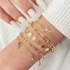 Schmuckwelt, japanisches koreanisches Temperament, kleines und frisches Goldkristall-Quastenarmband, 5-teiliger Frauen-Set