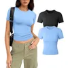 Women's T Shirts Fashion Solid Color Round Neck Short Sleeve T-Shirt Top (2-Pack) Fashionable And Simple Clothing