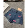 Projektant MM Home 24ss Nowy ręcznik 3D Haftowany litera Wash Water Denim Shorts