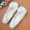 Casual Shoes Women Boat Genuine Leather Ballet Flats Bowknot Breathable Round Head Slip On Loafers Plus Size Women's