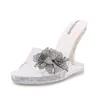 Slippers Summer Bridal Red Wedges Crystal Transparent 12cm High Heels Sandals Shoes Woman Sandalias Catwalk Shows Diamond Pumps