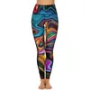 Aktive Hosen flüssiger Marmor abstrakte Leggings Bunte Streifenkunst Push Up Yoga Süße Legging Frauen Design Fitness Sport Strumpfhosen