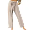 Damesbroek Pant Casual losse hoge taille katoenen linnen wijd been lang met zakken pantalon femme spidnie dresowe damskie