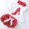 Summer Girl's Cartoon White Short Sheeved Sweetheart Shorts med prickade leopardmönster Bow Colored Ding PP PANS SET