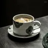 Koppar tefat vintage keramik handgjorda kaffekoppar med tallrik japansk keramisk uppsättning sommaren hög te tazas originales dricker