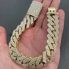 20 mm bredd Anpassad isad smycken Byst ner Moissanite Cuban Chain Link Armband