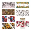 Vensterstickers uv dtf bloemen vlinders overbrengen gelukkige sap bedrukte sticker voor de 16oz libbey -bril wraps flessen d8855