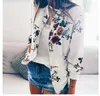 Vestes pour femmes wyblz veste à glissière à imprimé floral Femme printemps été décontracté à manches longues Loose Bomber O o cou tops de mode