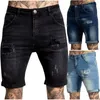 Heren shorts jeans zipper casual 2024 scheurde noodlijdende denim trunks met gebroken gaten zakken rekbare mode ropa hombre