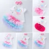 Children's Clothing New Female Baby First Year Clothing Set Short Sleeved Printed Buttocks Six Layer Princess Skirt