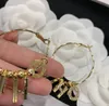 Modebrief Hoop Diamond Doppelohrringe Arette Orecchini für Frauen Party Hochzeitsliebhaber Geschenkschmuck für Braut mit Kasten