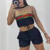 Designer Women's Tracksuits à la nouvelle marque à manches courtes T-shirt Girt G Imprimé sexy Open Navel Women's Two Piece Set