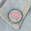 Brain Storm Emaljlegering Rund märke Overthink Fun Intressant Brosch Pin