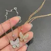 Ontwerper busje Volledige diamant vlinder ketting Hoge versie Originele Buckle Light Luxe Gepersonaliseerde romantische internet beroemdheid Trend veelzijdige kraagketen