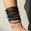 Men's Leather Punk Style Multi-layer Woven Fried Dough Twists Chain Hip-hop Bracelet