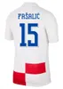 Croatia Soccer Jersey 2024 Euro Cup Nuova 2025 Croatie National Team 24 25 Shirt calcio Uomini Kit Kit Set Home White Away Blue Men Uniform Modric Kovacic Pasalic Perisic