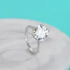 Cluster anneaux 5Ct Moisanite pour les femmes Engagement Band de mariage 925 Sterling Silver Classic Romantic 6 Ring Jewelry Gift