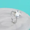 Pierścienie klastra 5CT Moissanite for Women zaręczyny Wedding 925 Srebrny Srebrny Klasyczny Romantic 6 Pierścień Biżuteria Prezent