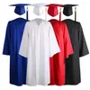 Clothing Sets 2024 University Graduates Academic Gown Tassel Hat Zipper V Neck High School Bachelor Dress Student Graduation Costume