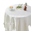 Table Cloth Tablecloth Japanese Ins Cotton White Advanced Touch Light Luxury Tea Round Table_AN2054