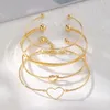 Alloy Knot Creative Peach Heart Geometry Cross Bracelet 4-piece Set