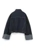Traf Autumn Women Fashion Loose Short Denim Jacket Draped Wideleg Jean 2 -Piece Set Set Suit 240408