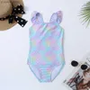 Één-stuks visscale Falbala Girls Kids Swimsuit Swimwear 2023 Zomer multi-stijl ruche kind kind meisje een stuk badpakken Monokini Y240412