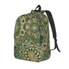 Sac à dos or mandala femme verte imprimé floral haletant sacs à dos élégant sacs de lycée de style extérieur.