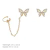 Backs Earrings Stud Butterfly Double Hoop Chain Trendy Simple And Stylish Asymmetric For Women Miss