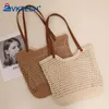 Shoulder Bags Cotton Crochet Bag Hollow Out Summer Beach With Zipper Knitted Tote Holiday Travel Handbag For Women