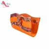 Dress Shoes Arrival Fashion Style Italian Design Orange Color Ladies And Bags Set Decorated With Flower For Evening Party