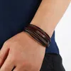 Autres bracelets Modyle Bracelets en cuir tendance hommes Bracelets à corde tressée multicouche en acier inoxydable pour bracelets mâles bijoux Pulsera Hombrel240415