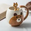 Mugs Creative Cute Cartoon Children Ceramic Water Cup Piggy Frog Couple With Spoon Panda Coffee Breakfast LB1253