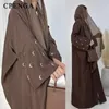 Księżyc haftowa otwarta Abaya luksusowy płaszcz kimono i hidżab muzułmańskie zestawy dla kobiet islam retro