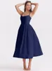 Mozision Elegant Aline Loose Midi Dres Gown Spaghetti Strap Sleeveless Backless French Retro Sexy Long Dress Vestidos 240419