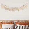 Dekorative Figuren Wandmakrame mit Holzperlen Girlande Banner Hanging Wandteppich Boho Kunstdekoration für Wohnzimmer Schlafzimmer