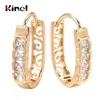 Hoop Earrings Kinel Fashion Natural Zircon For Women 585 Rose Gold Color Hollow Flower Fine Wedding Party Jewelry