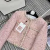 Kvinnorjackor Designer 2024 Early Spring New Nanyou Cha Age Minskar elegant stil Ostrich hår grov tweed rund hals kort kappa för kvinnor cdt7