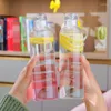 Water Bottles 500 750ml Time Scale Bottle Heat-resistant Glass With Sleeve For Juice Milk Small Mouth Leak-proof Drinkware