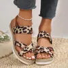 Kleding schoenen zomer grote helling hiel mode slippers luipaard patroon stijl vis mond dikke bodem zapatos para mujeres