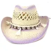 Wide Brim Hats Vintage Straw Hat Summer Cowgirl Paint Cowboy For Happy Selfie