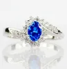 Utsökt 925 Sterling Silver Natural Sapphire Gemsten Opal Birthstone Bride Princess Wedding Engagement Strange Ring Storlek 6 7 82520410