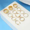 Artistic Relief Star 12 Piece Set of Rings, Creative Rolling Gold Bead Wide Edition Love Ring